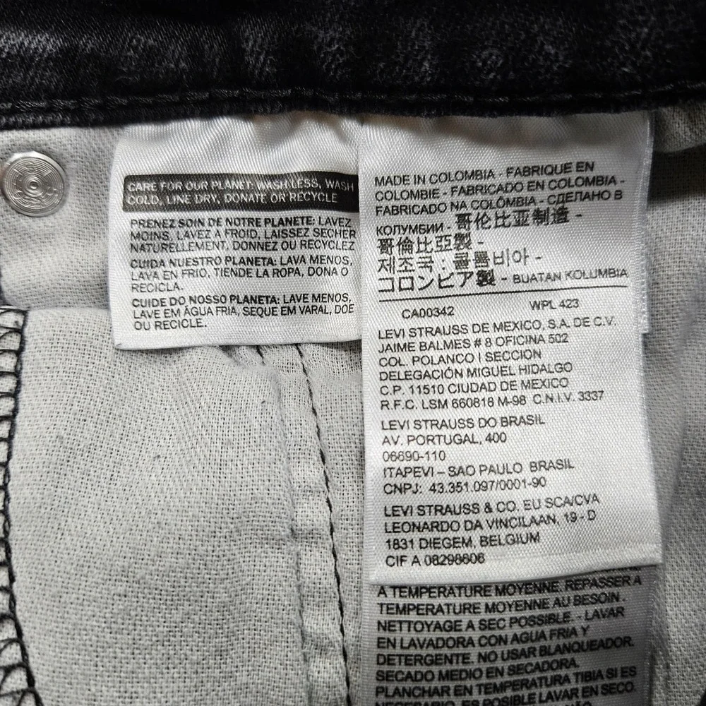 Levi's 514 Straight Fit Jeans Mens 38x30 Black Stretch Mid Rise Grunge Punk